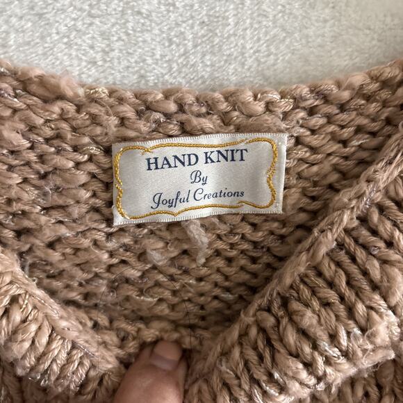 Hand Knit Crop Cami Tank Top Pink Womens L Boho Festival - Picture 5 of 7